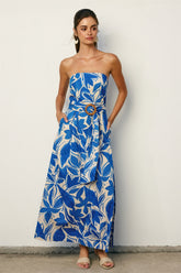 Rattan Belt Strapless Dress