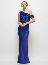 Draped One-Shoulder Satin Dress
