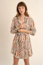 Paisley Long Sleeve Shirt Dress
