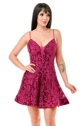 Sequin V-Neck Fit and Flare Dress