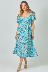 Balloon Sleeve Midi Dress