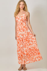 Printed Long Tiered Dress