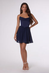 Satin Bodice Chiffon Dress