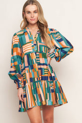 Long Sleeve Tiered Mini Dress