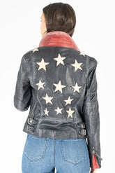 Christy Star Detail Leather Jacket