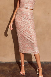 Floral Back Slit Midi Skirt