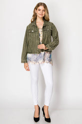 Denim Jacket with Sparkle Stripe Designs