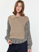 Zebra Printed Woven Combo Sweater