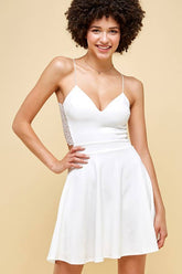 V-Neck Lace Trim Dress