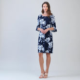 Peony Print 3/4 Sleeve Dress