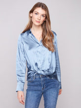 Satin Twist Front Button Down