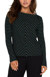 Long Sleeve Boat Neck Knit Top