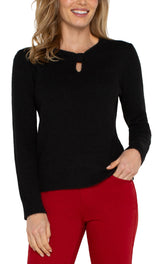 long sleeve cut out bow neck sweater