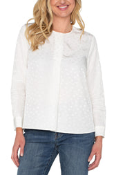 Long Sleeve Popover Woven Blouse