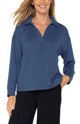 V-neck Popover With Collar