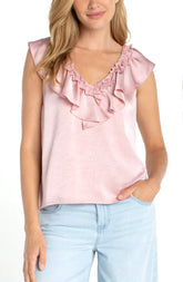 Ruffle Front Sleeveless Top