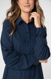 Pleated Sleeve Button Front Shirt