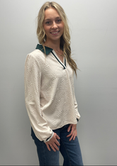 Stripe Textured Floral Blouse