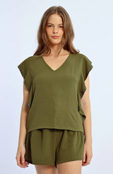 Short Ruffled Sleeve Shirt