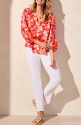 3/4 Sleeve Smocked Floral Blouse