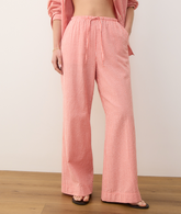 Seersucker Drawstring Wide Leg Pant