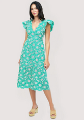Zenith Flutter Sleeve Midi Dress