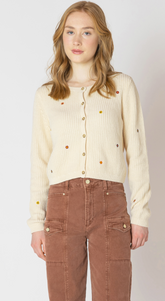 Embroidered Crewneck Cardigan