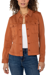 Peplum Hem Trucker Jacket