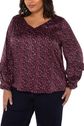 Long Sleeve Woven Blouse w/ Ruffles