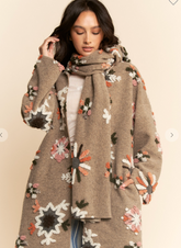 Snow Floral Jacket w/ Scarf