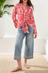 Long Sleeve Top w/ Tie Front