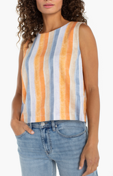 Sleeveless Shell Top w Button Back