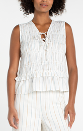 Sleeveless Tie Front Top