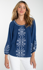 3/4 Sleeve Woven Top