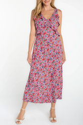 Ruffle Front Woven Maxi Dress