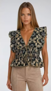 Talia Short Sleeve FlutterTop