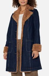 Sherpa Trimmed Notch Collar Jacket