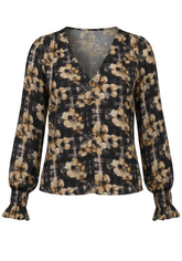 L/S Button Front Top w/ Smocking