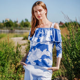 Open Shoulder Ruffle Top