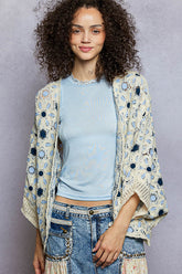 Dolman Floral Crochet Cardigan