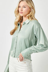 Smocked Back Button Down