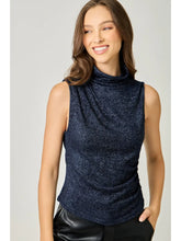 Sleeveless Shimmering Mock Neck Top