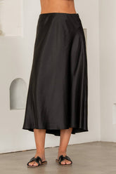 Relaxed Fit Satin Midi Skirt