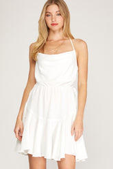 Cowl Neck Flare Dress