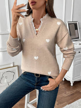V-Neck Love Heart Sweater
