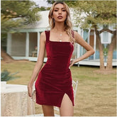 Sleeveless Velvet Mini Dress
