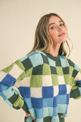 Textured Checkered Sweater