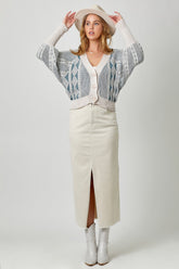 Front Slit Corduroy Skirt