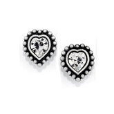 Shimmer Heart Mini Post Earrings Silver