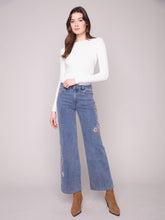 Flower and Sequin Wide Leg Denim